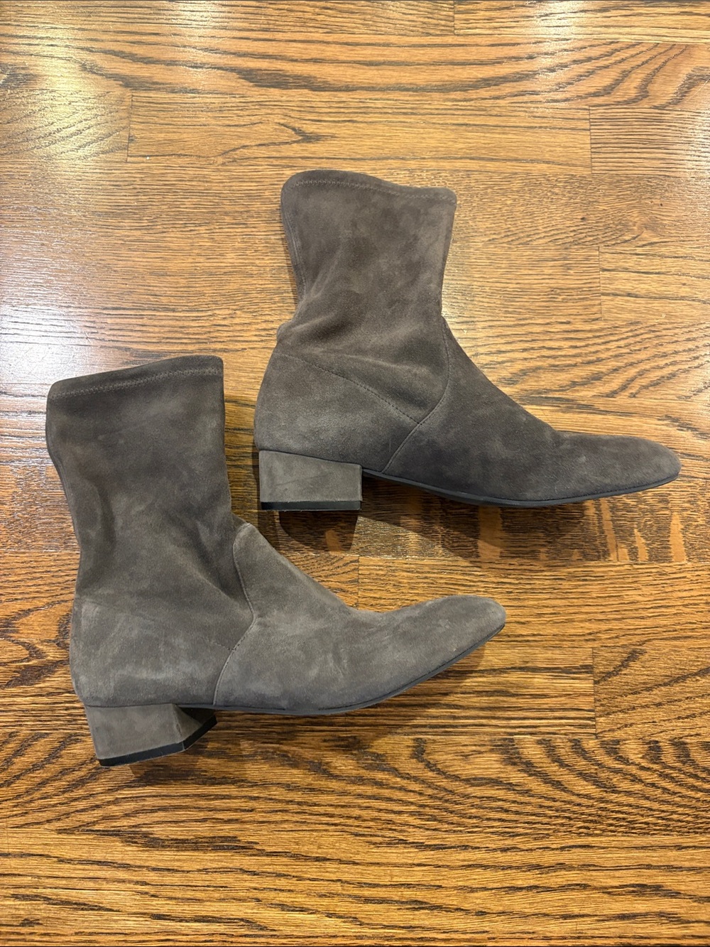 Stuart Weitzman Raissa grey Suede Ankle Booties Gray, 7.5